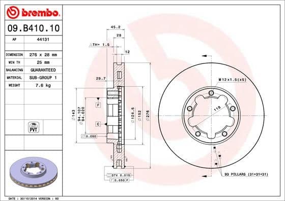 Bremžu diski BREMBO 09.B410.10 1