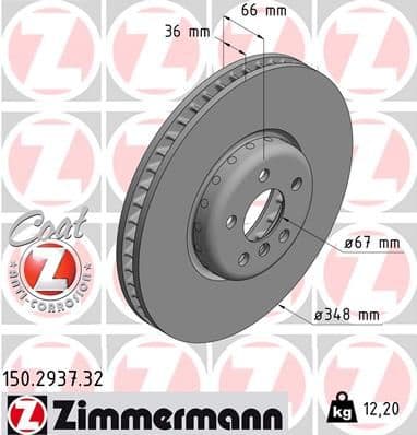 Bremžu diski ZIMMERMANN 150.2937.32 1