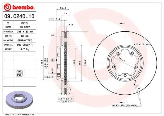 Bremžu diski BREMBO 09.C240.10 1