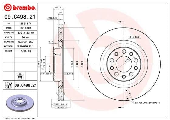 Bremžu diski BREMBO 09.C498.21 1