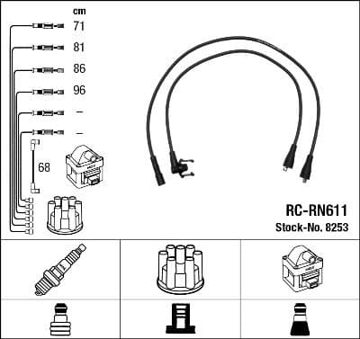 Augstsprieguma vadu komplekts NGK 8253 1