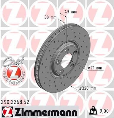 Bremžu diski ZIMMERMANN 290.2268.52 1