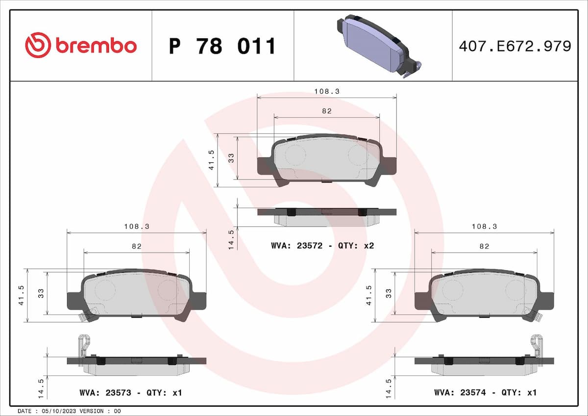 Bremžu uzliku kompl., Disku bremzes BREMBO P 78 011 1