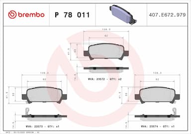 Bremžu uzliku kompl., Disku bremzes BREMBO P 78 011 1