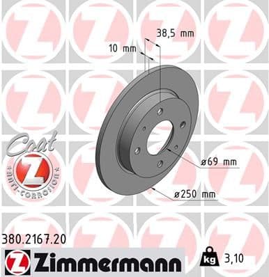 Bremžu diski ZIMMERMANN 380.2167.20 1