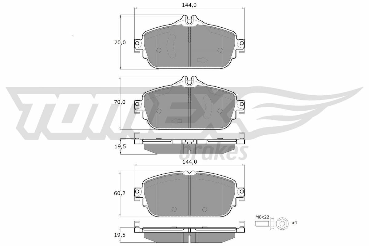 Bremžu uzliku kompl., Disku bremzes TOMEX Brakes TX 18-74 1