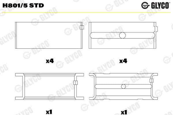 Kloķvārpstas gultnis GLYCO H801/5 STD 1