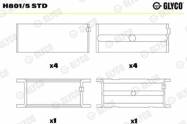 Kloķvārpstas gultnis GLYCO H801/5 STD 1