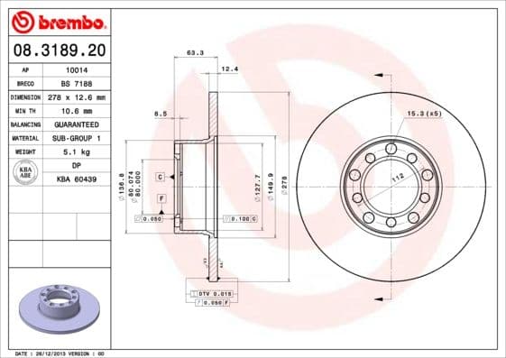 Bremžu diski BREMBO 08.3189.20 1