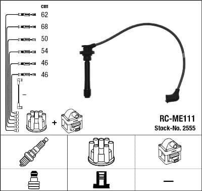 Augstsprieguma vadu komplekts NGK 2555 1