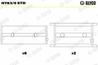 Kloķvārpstas gultnis GLYCO H783/5 STD 1