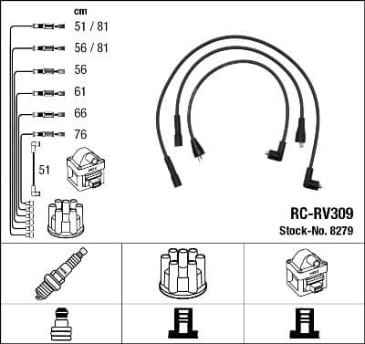 Augstsprieguma vadu komplekts NGK 8279 1