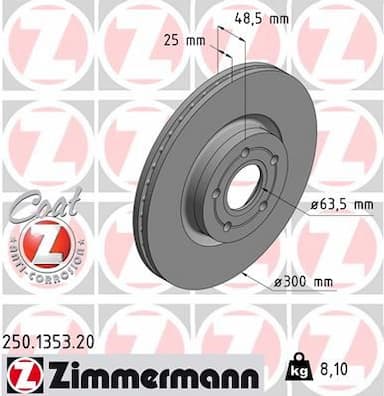 Bremžu diski ZIMMERMANN 250.1353.20 1