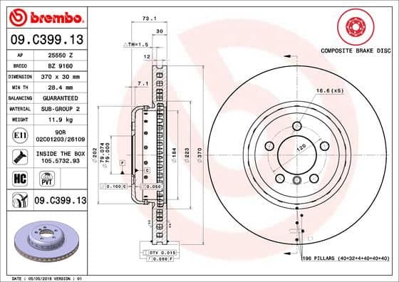 Bremžu diski BREMBO 09.C399.13 1