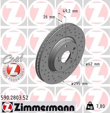 Bremžu diski ZIMMERMANN 590.2803.52 1