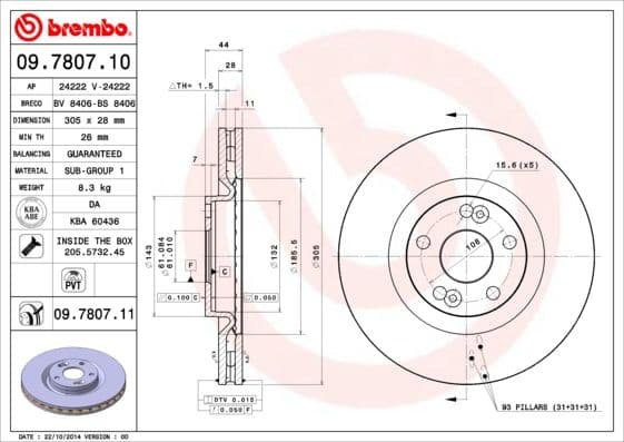 Bremžu diski BREMBO 09.7807.11 1