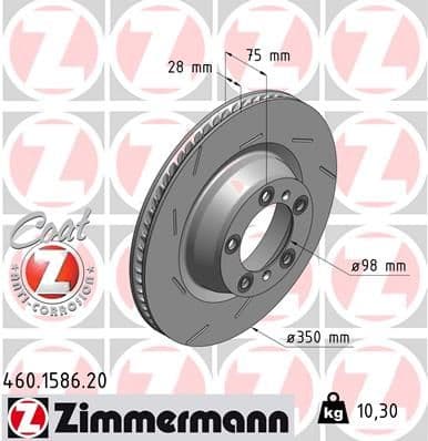 Bremžu diski ZIMMERMANN 460.1586.20 1