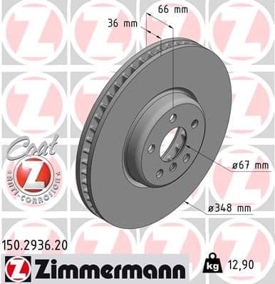 Bremžu diski ZIMMERMANN 150.2936.20 1