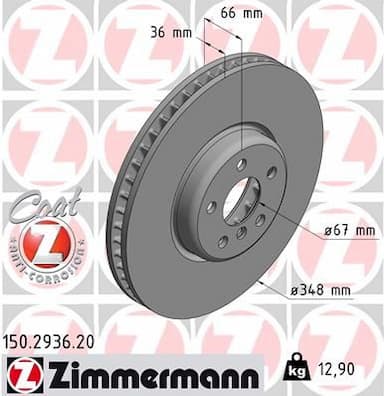 Bremžu diski ZIMMERMANN 150.2936.20 1