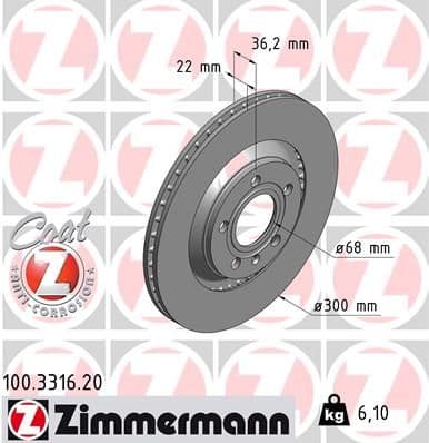 Bremžu diski ZIMMERMANN 100.3316.20 1