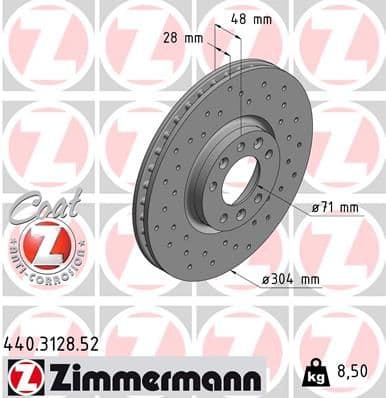 Bremžu diski ZIMMERMANN 440.3128.52 1