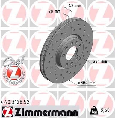 Bremžu diski ZIMMERMANN 440.3128.52 1