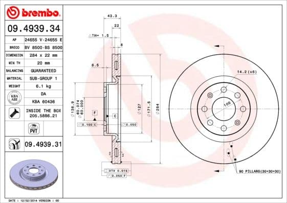 Bremžu diski BREMBO 09.4939.31 1