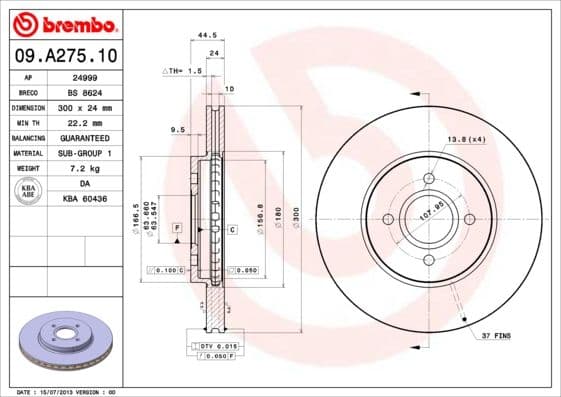 Bremžu diski BREMBO 09.A275.10 1