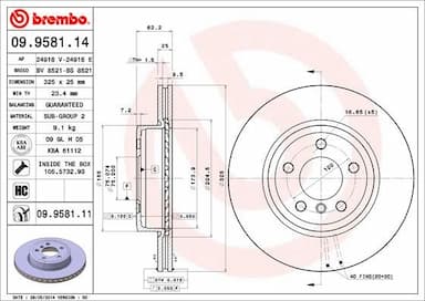 Bremžu diski BREMBO 09.9581.11 1