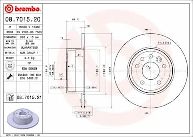 Bremžu diski BREMBO 08.7015.21 1