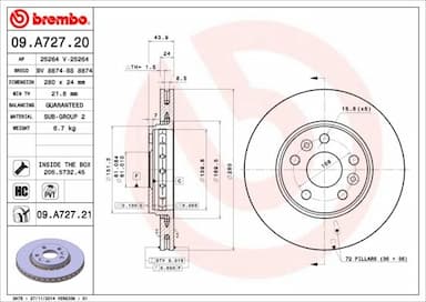 Bremžu diski BREMBO 09.A727.21 1