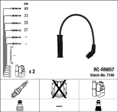 Augstsprieguma vadu komplekts NGK 7198 1