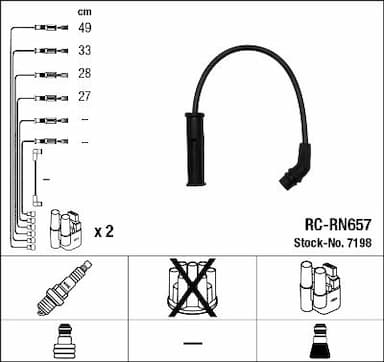 Augstsprieguma vadu komplekts NGK 7198 1