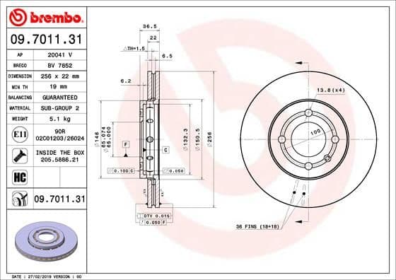 Bremžu diski BREMBO 09.7011.31 1