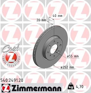 Bremžu diski ZIMMERMANN 540.2491.20 1