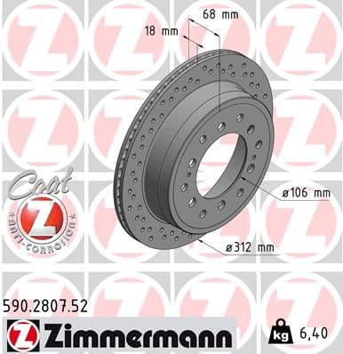 Bremžu diski ZIMMERMANN 590.2807.52 1