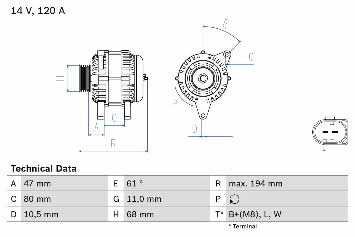 Ģenerators BOSCH 0 986 044 890 1