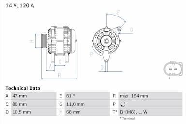 Ģenerators BOSCH 0 986 044 890 1