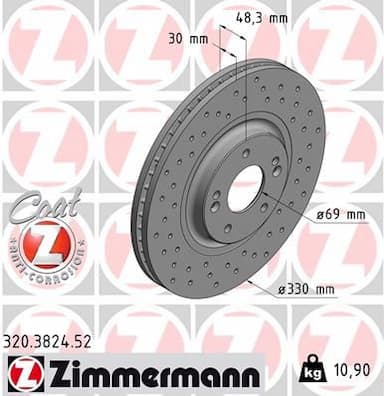 Bremžu diski ZIMMERMANN 320.3824.52 1