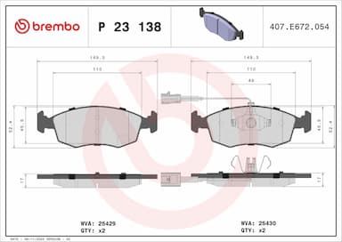 Bremžu uzliku kompl., Disku bremzes BREMBO P 23 138 1