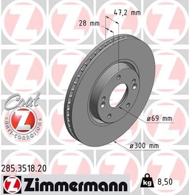 Bremžu diski ZIMMERMANN 285.3518.20 1