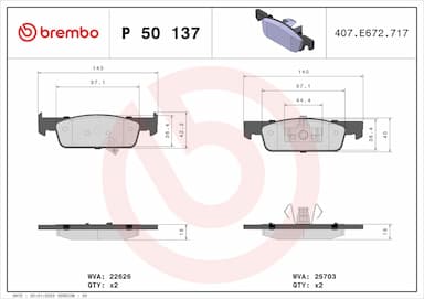 Bremžu uzliku kompl., Disku bremzes BREMBO P 50 137 1