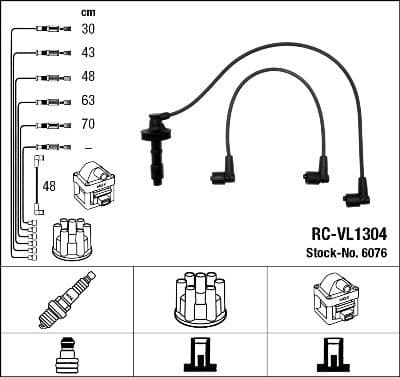 Augstsprieguma vadu komplekts NGK 6076 1