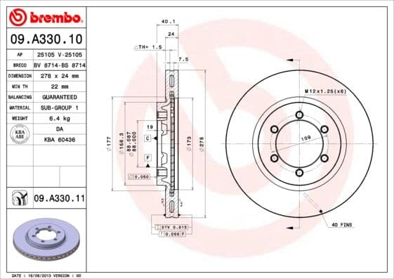 Bremžu diski BREMBO 09.A330.11 1