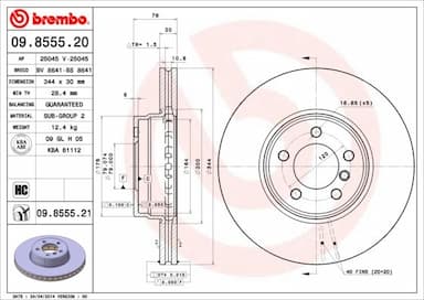 Bremžu diski BREMBO 09.8555.21 1