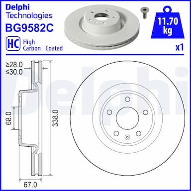 Bremžu diski DELPHI BG9582C 1