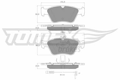 Bremžu uzliku kompl., Disku bremzes TOMEX Brakes TX 11-471 1