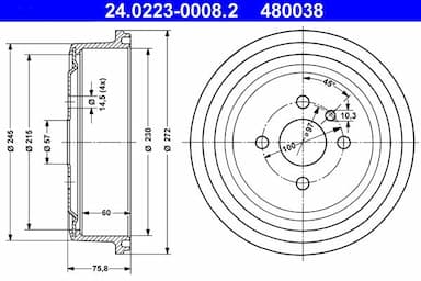 Bremžu trumulis ATE 24.0223-0008.2 1