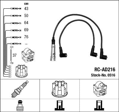 Augstsprieguma vadu komplekts NGK 0516 1