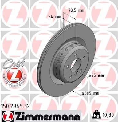 Bremžu diski ZIMMERMANN 150.2945.32 1